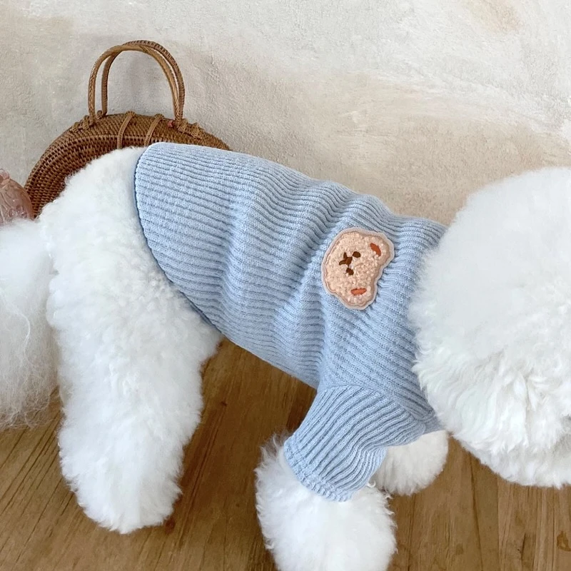 Cute Little Bear Head Dog Clothes Pet Base Dog Coat Poodle Winter Clothing Teddy Warm Pullover Popular Two Legged Dog Clothing