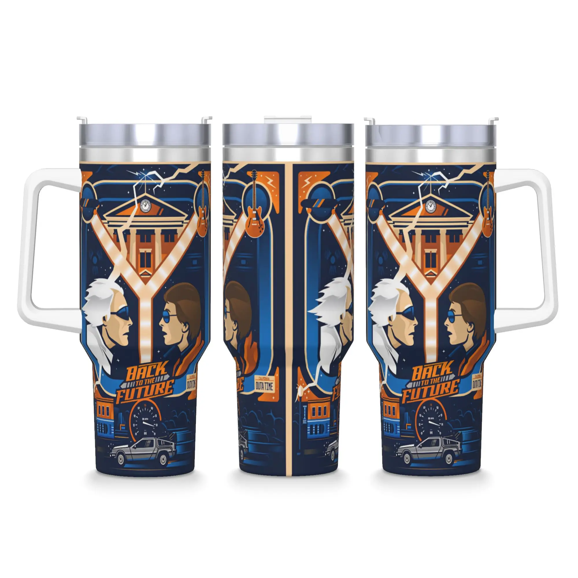 Back To The Future Tumbler  Cold and Hot Water Bottle Heat Preservation Stainless Steel Thermal Cups Custom Travel Car Mugs