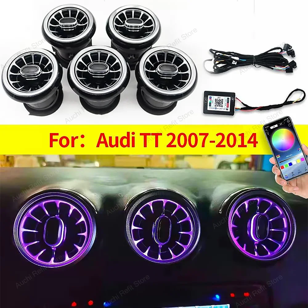 256 Farben LED Lüftungsschlitze für Audi TT 2007-2014 APP Control Car AC Conditioner Turbo Outlet Dekoration Lampe Umgebungslich