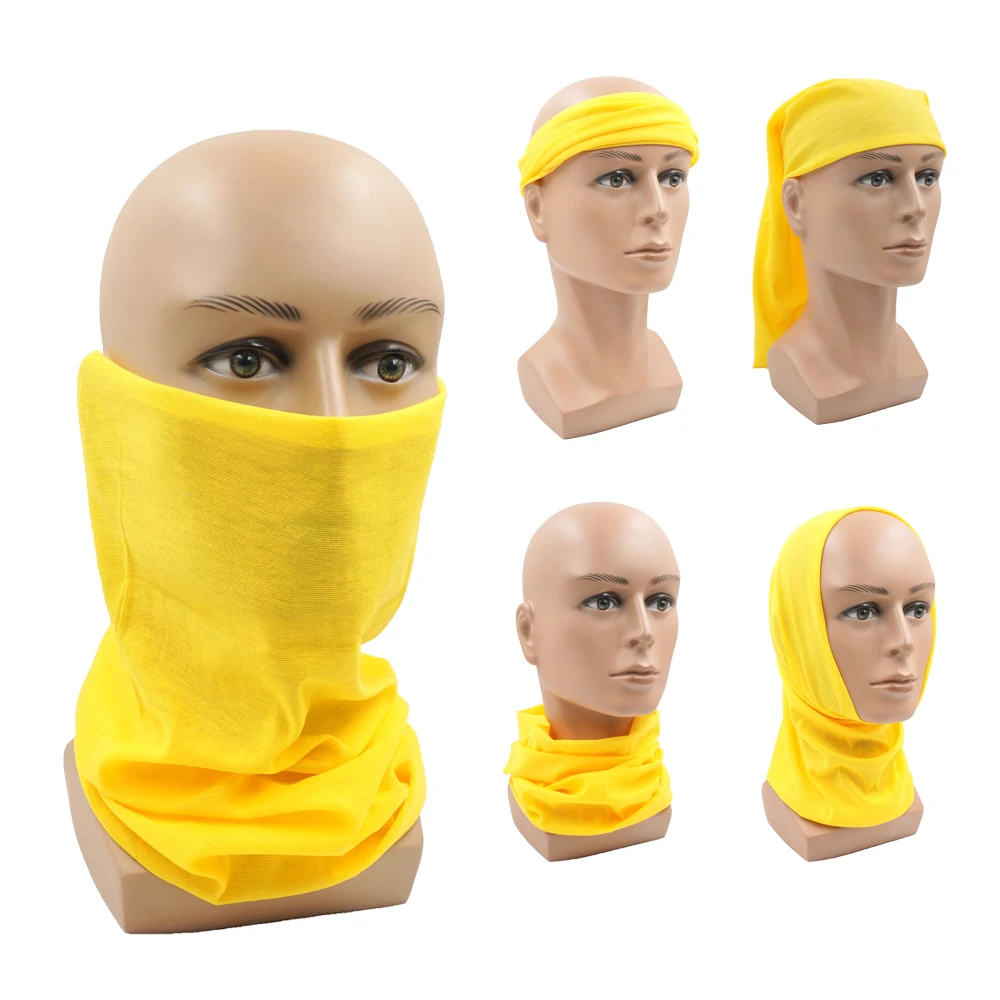 Breathable Outdoor Bandana Yellow Multifunction Cycling Neck Gaiter Sunblock Face Mask Headband Unisex Seamless Magic Scarf