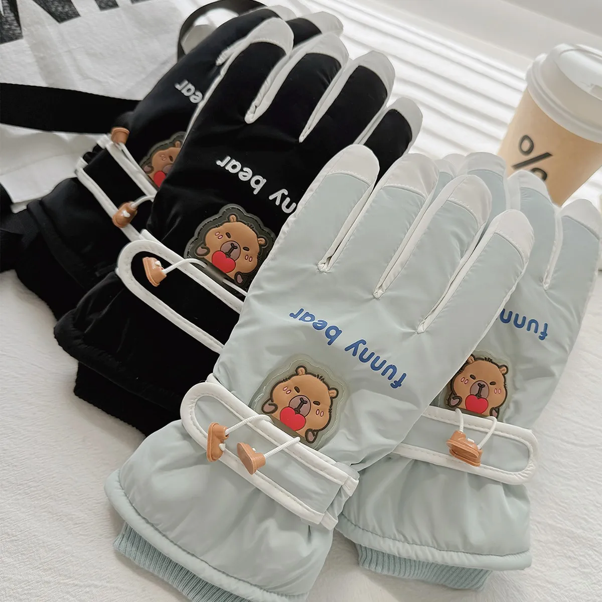 

Детские зимние перчатки, толстые теплые лыжные перчатки, водонепроницаемые утолщенные перчатки для сноуборда, варежки, подходят для мальчиков и девочек