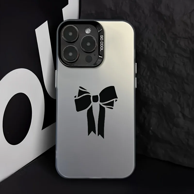 

A simple black bow design phone case for iPhone 17 16 15 14 13 12 11 Pro/ Max/Plus shock-proof rear cover anti-fingerprint
