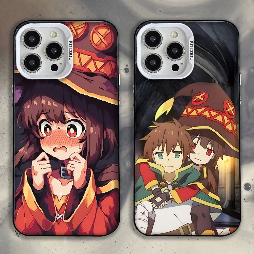 

M-Megumin K-KonoSuba Anime Phone Case For iPhone 16,15,14,13,12,11,Pro,XS,Max,Plus,Mini,SE White Candy Matte Shockproof Cover