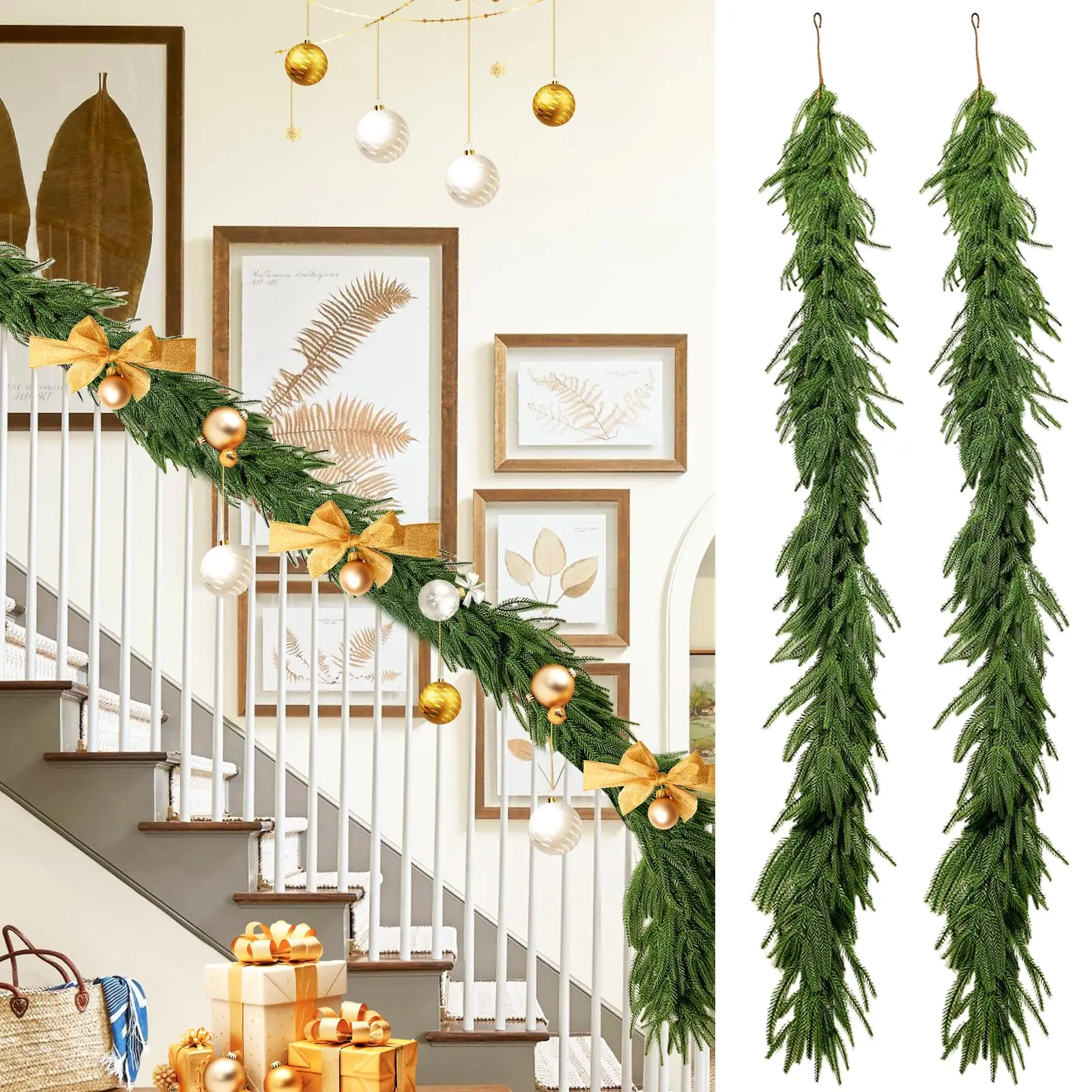 

Artificial Norfolk Pine Garland Real Touch Pine Garland Artificial Greenery Pine Garland Realistic for Table Christmas Mantle