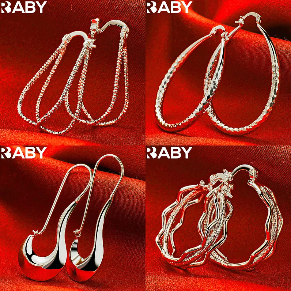 

URBABY 925 Sterling Silver Geometric Hoop Earrings For Women Creativity Gifts Street All-match Party And Daily Wear