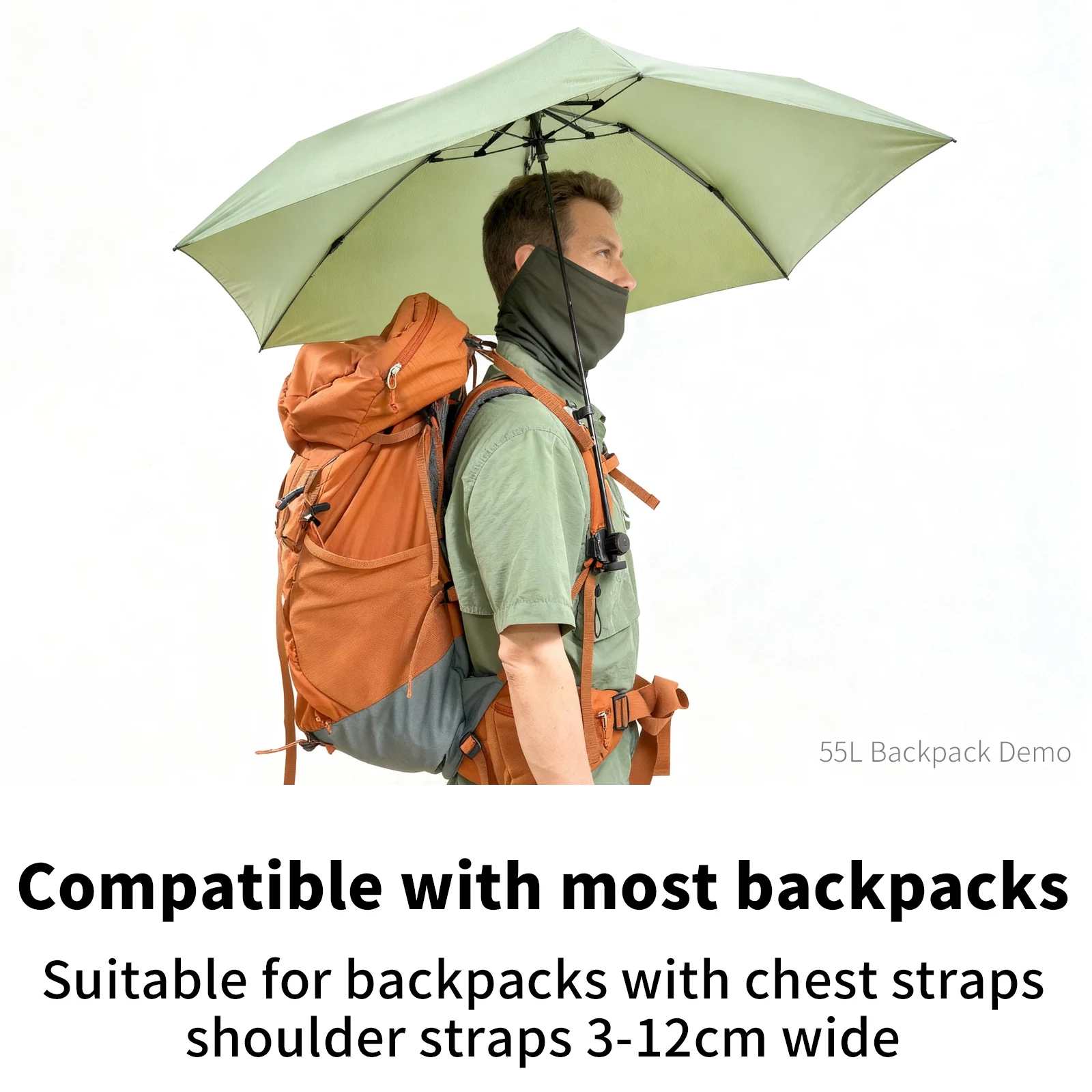 حقيبة الظهر بمشبك مظلة بدون استخدام اليدين وخفيفة الوزن للمشي لمسافات طويلة في الهواء الطلق جهاز تثبيت المظلة الثابتة لسهولة الرحلات