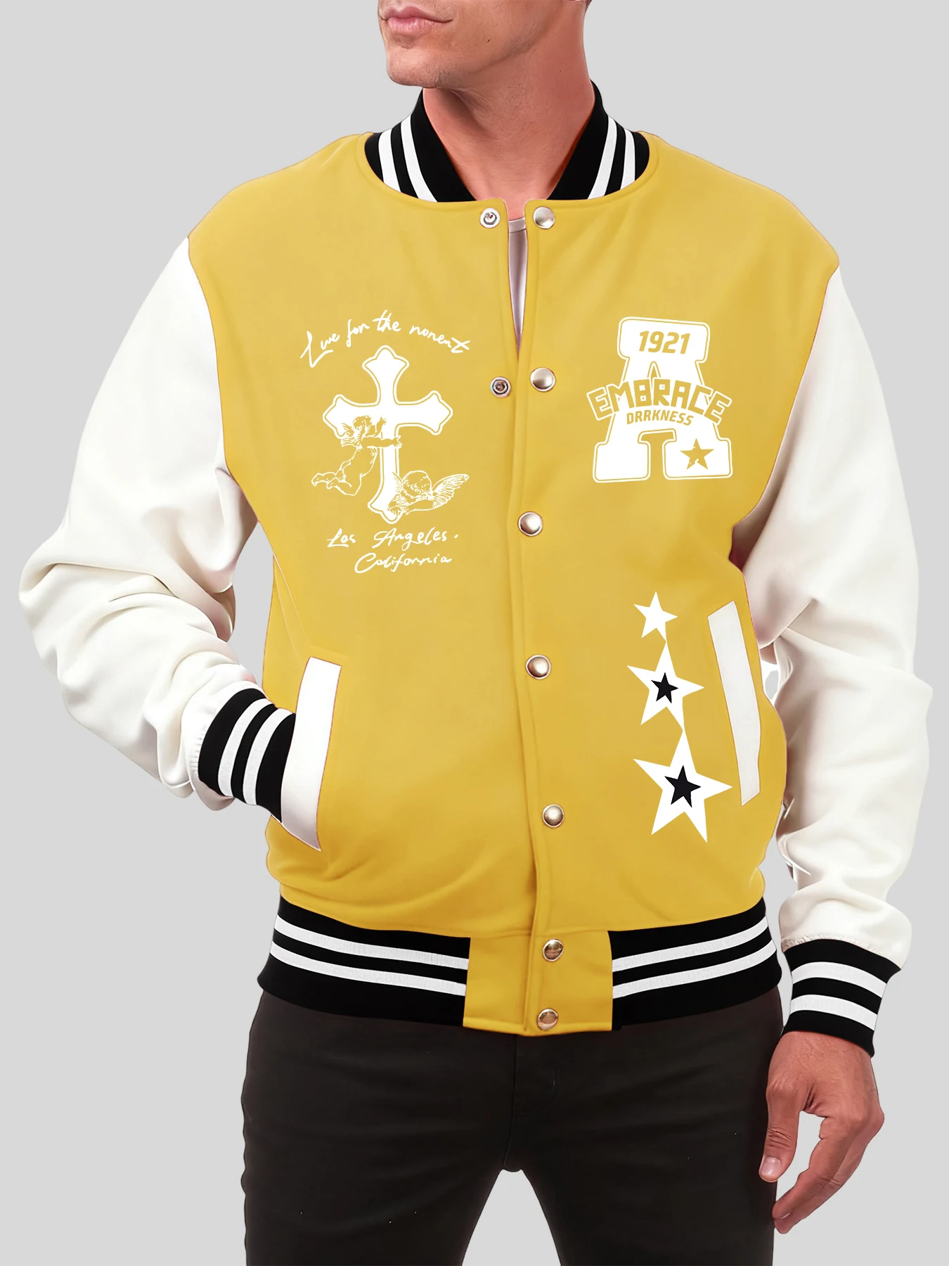 1921 احتضان Drkness مطبوعة الرجال زي بيسبول موضة الهيب هوب الشارع الشهير القطن فضفاض جيرسي الخريف السترات الأمريكية