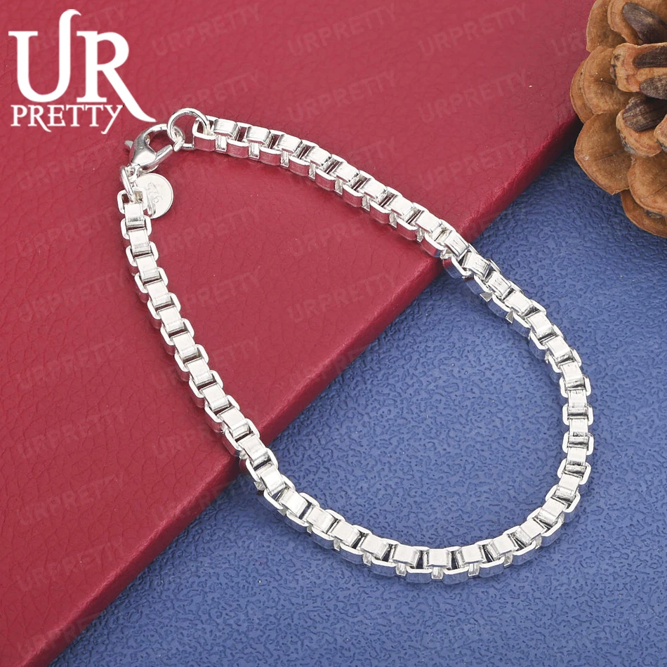 925 Sterling Silver Connecting Small Squares Bracelet Women Birthday Party Wedding High-Quality Gift Fashion Jewelry