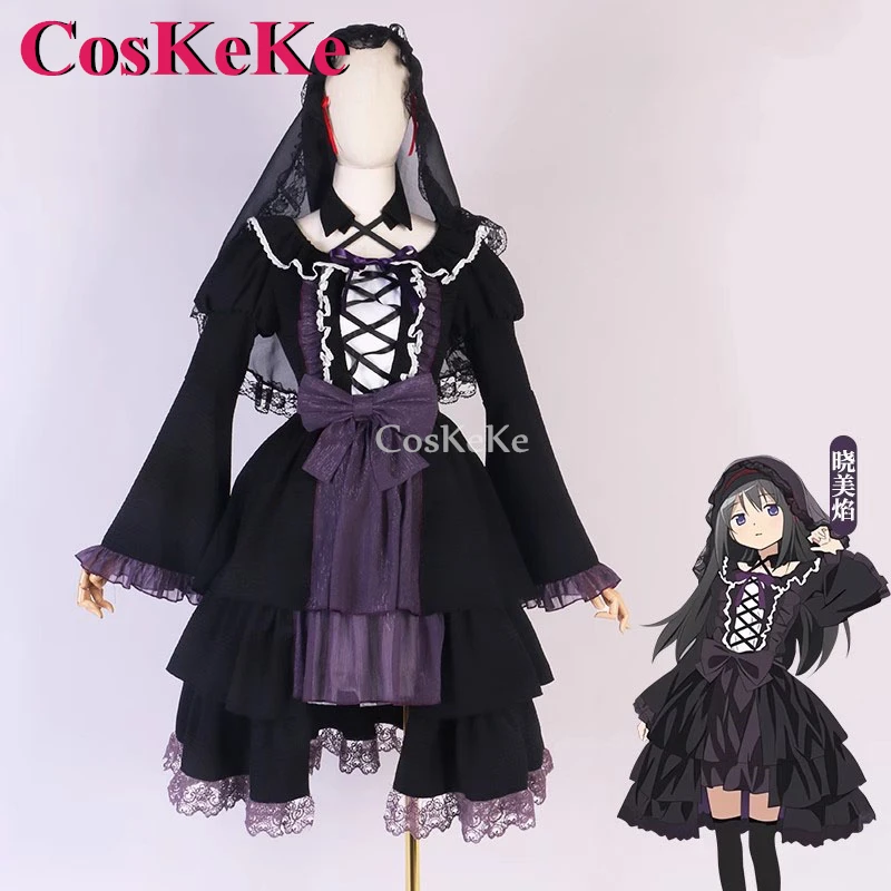 CosKeKe Akemi Homura Cosplay Anime Puella Magi Madoka Magica Costume Sweet Lovely Dress Halloween Party Role Play Clothing XS-XL