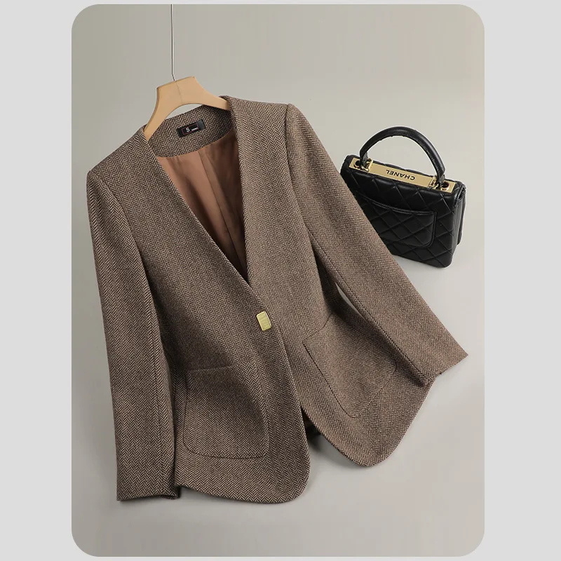 Kraagloze Blazer Vrouwen Bovenkleding 2023 Nieuwe Lente Herfst Casual Pak Top Dames Office Blazers Jas Vrouwelijke Formele Jasje