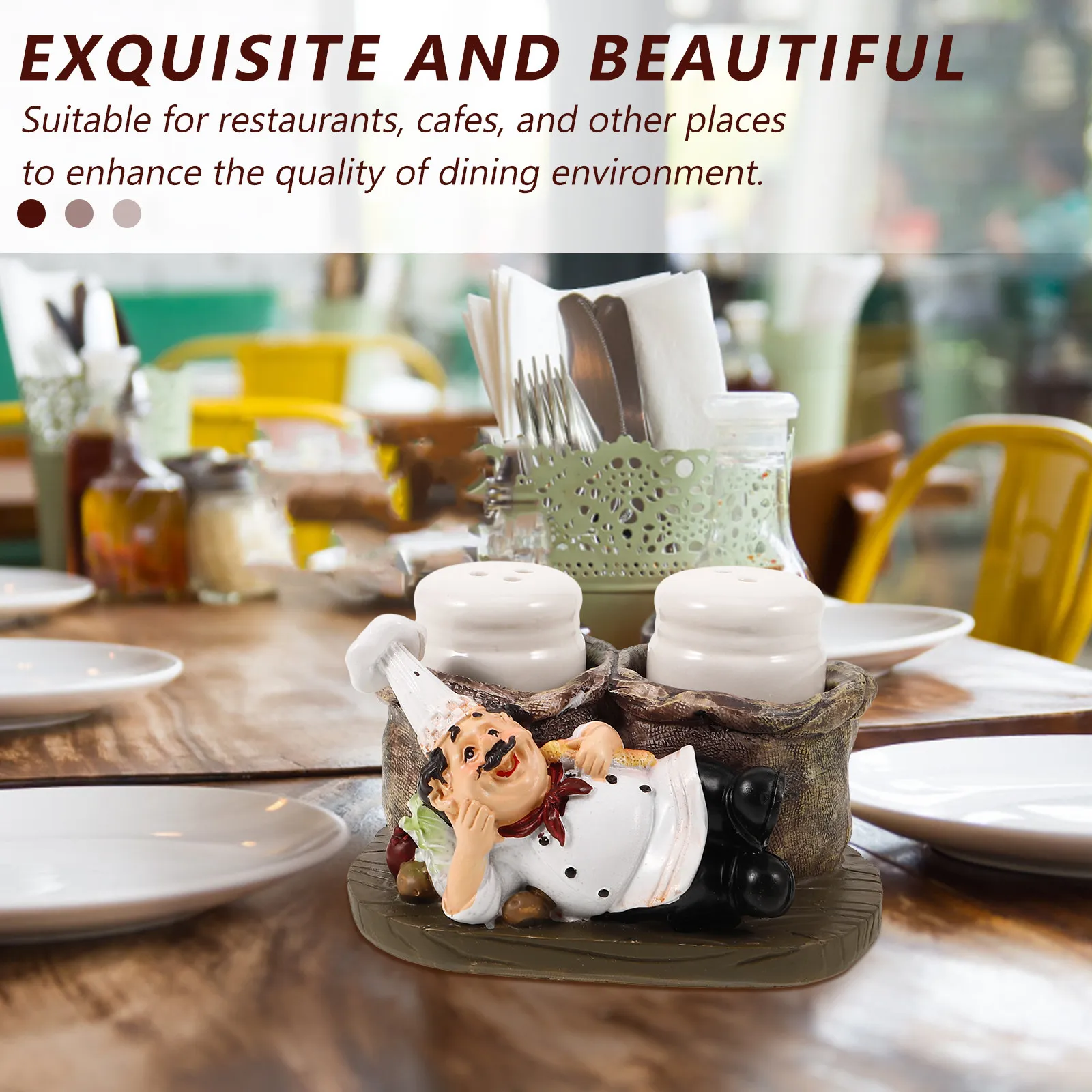 

1Set Resin Chef-Decorated Seasoning Container Set Kitchen Salt Pepper Sugar Shaker Leak-Proof Spice Jars Creative Condiment
