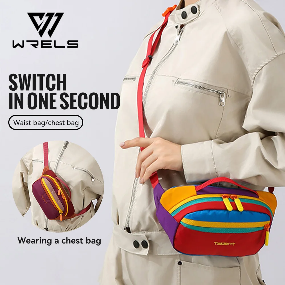 WRELS Crossbody Bag Waterproof Single-Shoulder Bag Lightweight Chest Bag Large Capacity Waist Bag Outdoor Hiking Fanny Pack