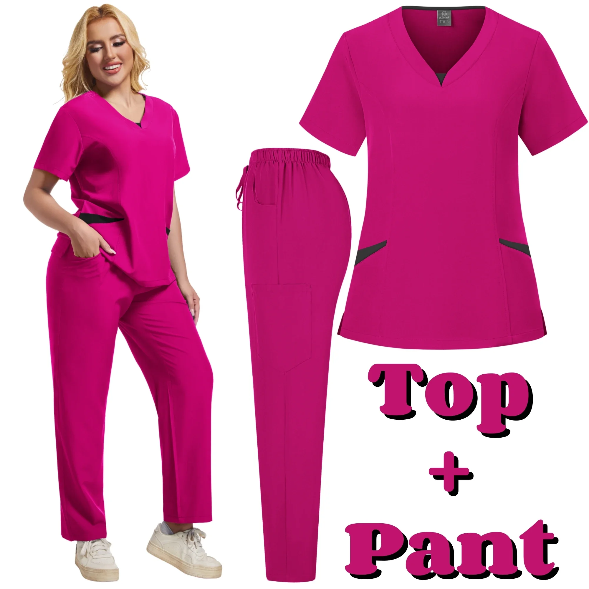 Uniforme de travail médical à manches courtes et col en V pour femmes, ensemble de pantalons en Y, uniforme de soins infirmiers multicolore, vêtements de gIslande pour animaux de compagnie, nouveau