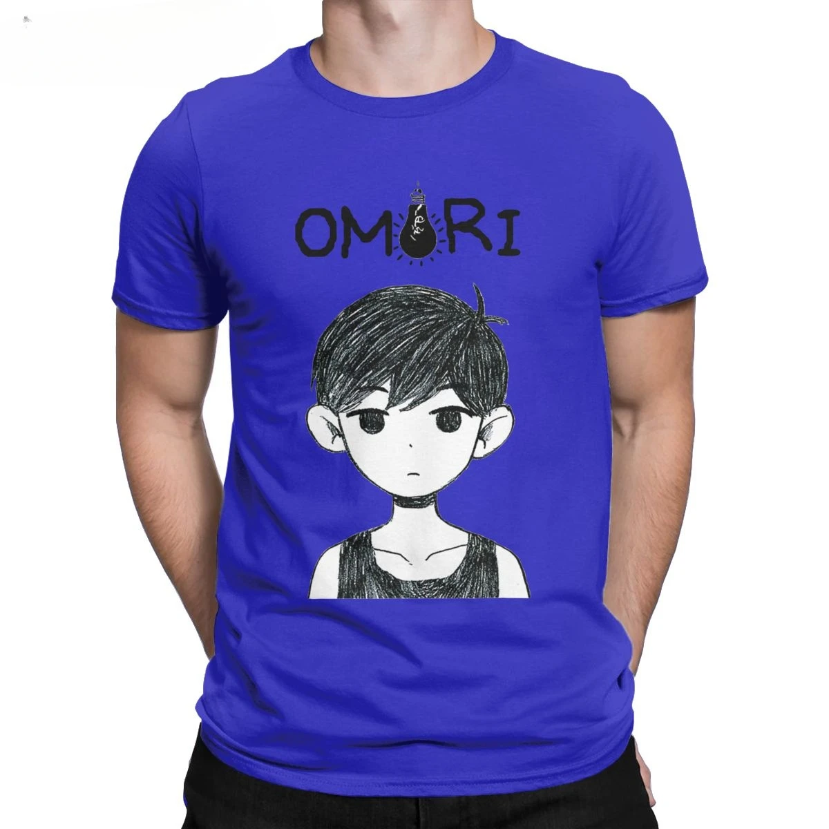 Black And White Omori Comics Outfits Men Basil Aubrey Anime T-Shirt Videogame Tee Shirt Cotton T Shirt Birthday Present Clothes