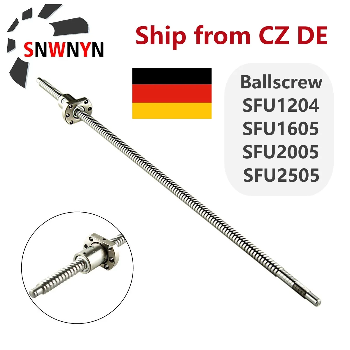 Ballscrew SFU1204 SFU1605 SFU2005 Ball Screw 250 300 400 500 600 800 1000 1200 1500mm With Ballnut For CNC Parts Ship From CZ DE