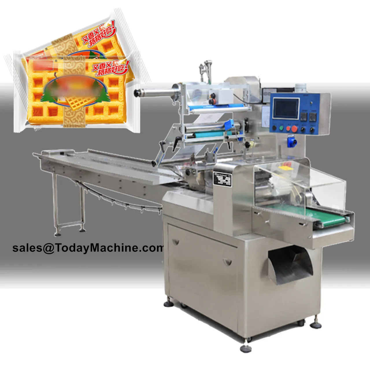 Automatic Flow Pack Horizontal Sandwich Pie Cake Wafer Biscuit Tortilla Wrapping Machine