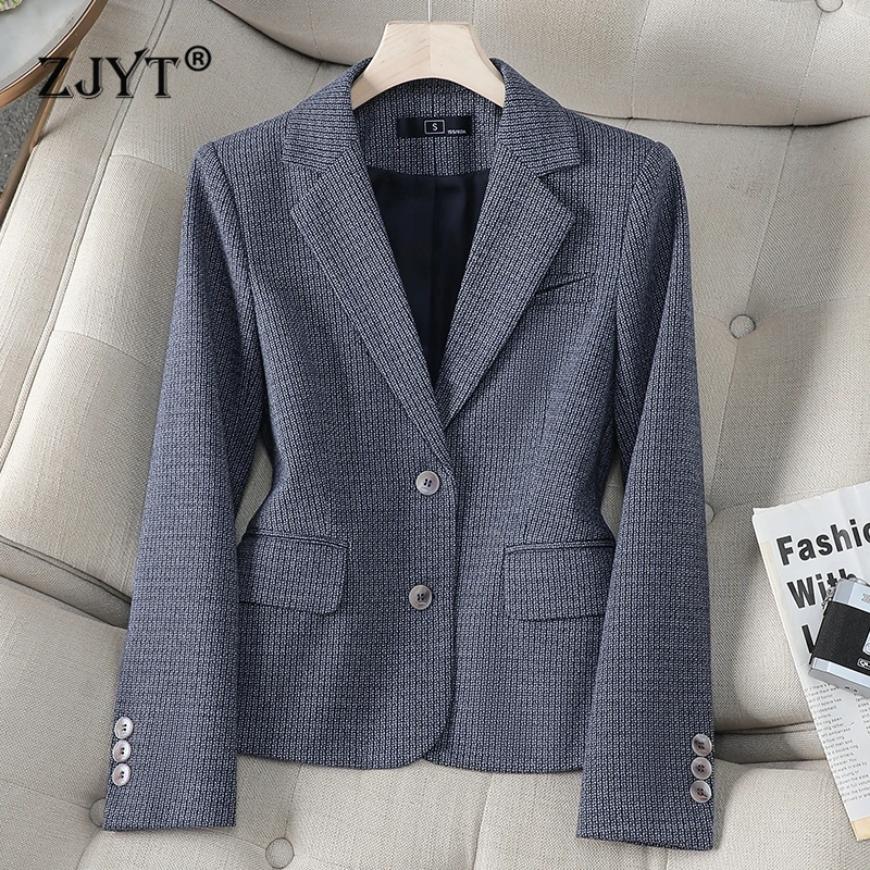 

ZJYT Autumn Winter Woolen Blazers for Woman Long Sleeve Turn Down Collar Casual Jackets Coats Female Clothes Plus Size Outerwear