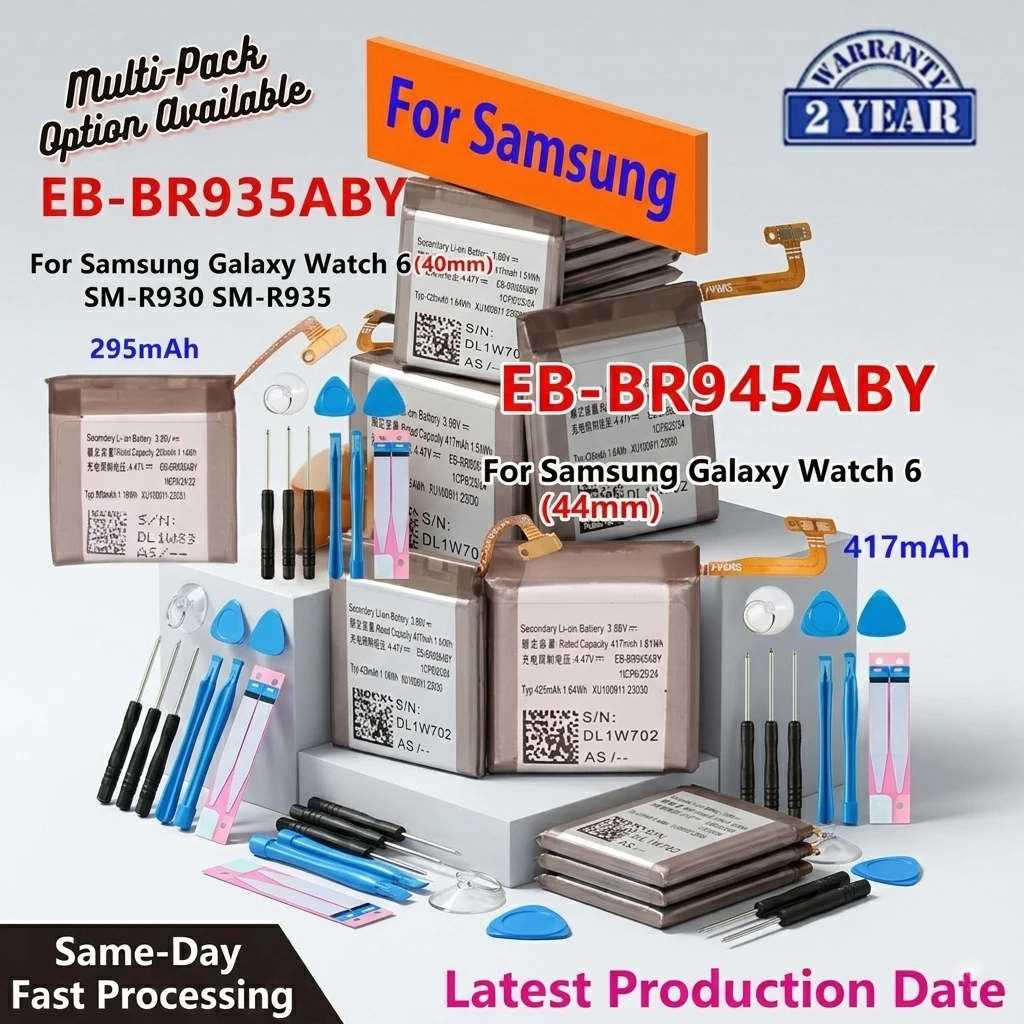 

Новые аккумуляторы EB-BR935ABY EB-BR945ABY для смарт-часов Samsung Galaxy Watch 6 40/44 мм SM-R930 R935 R945 с инструментами для замены