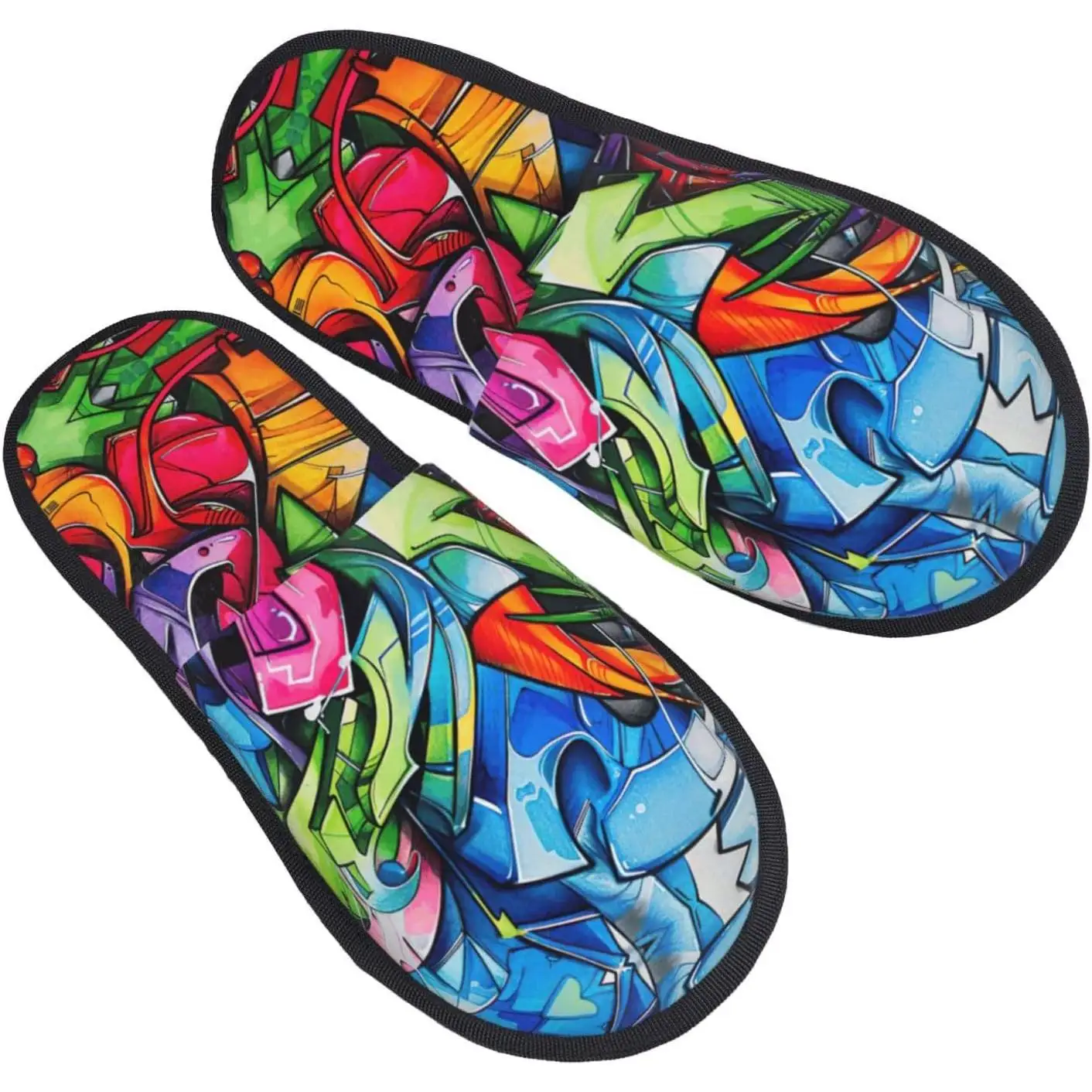

Graffiti Drawing printing Fall Winter Fuzzy Slippers Comfy House Shoes Portable for Hotel Travel Gifts for Women and Men