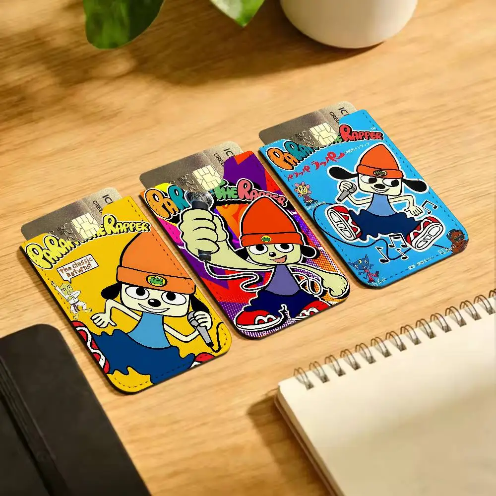 Game Parappa The Rapper Pu Leather Credit Card Holder Slim Business Cardholder Anti Theft Id Organizer for Outdoor Carrying