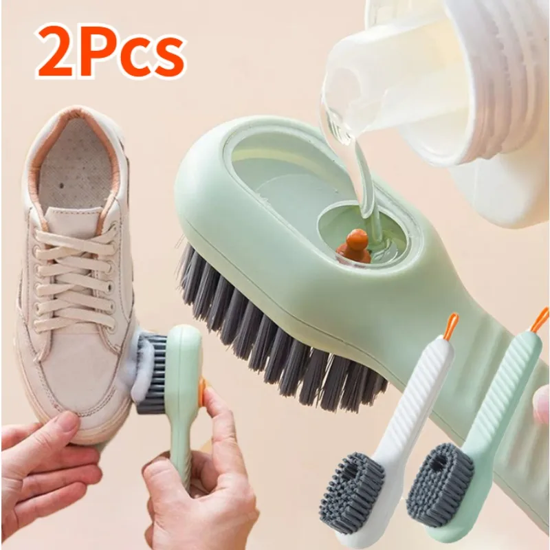 Multifunction Cleaning Shoe Brush New Automatic Liquid Shoe Brush Long Handle Clothes Brushes Soap Brush with Hook Clean Tool