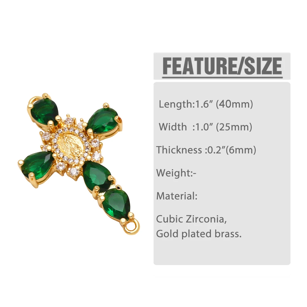 OCESRIO Crystal Big Cross Charms for Bracelet Copper Gold Plated Virgin Mary Crucifix accesorios de joyería envio gratis chma285