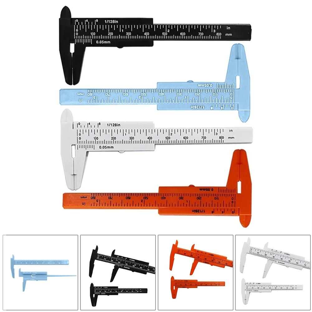 80mm Mini Plastic Sliding Vernier Caliper Jewelry Measuring Ruler Orange/Black/Blue/White Ruler Micrometer Gauge Measure Tool