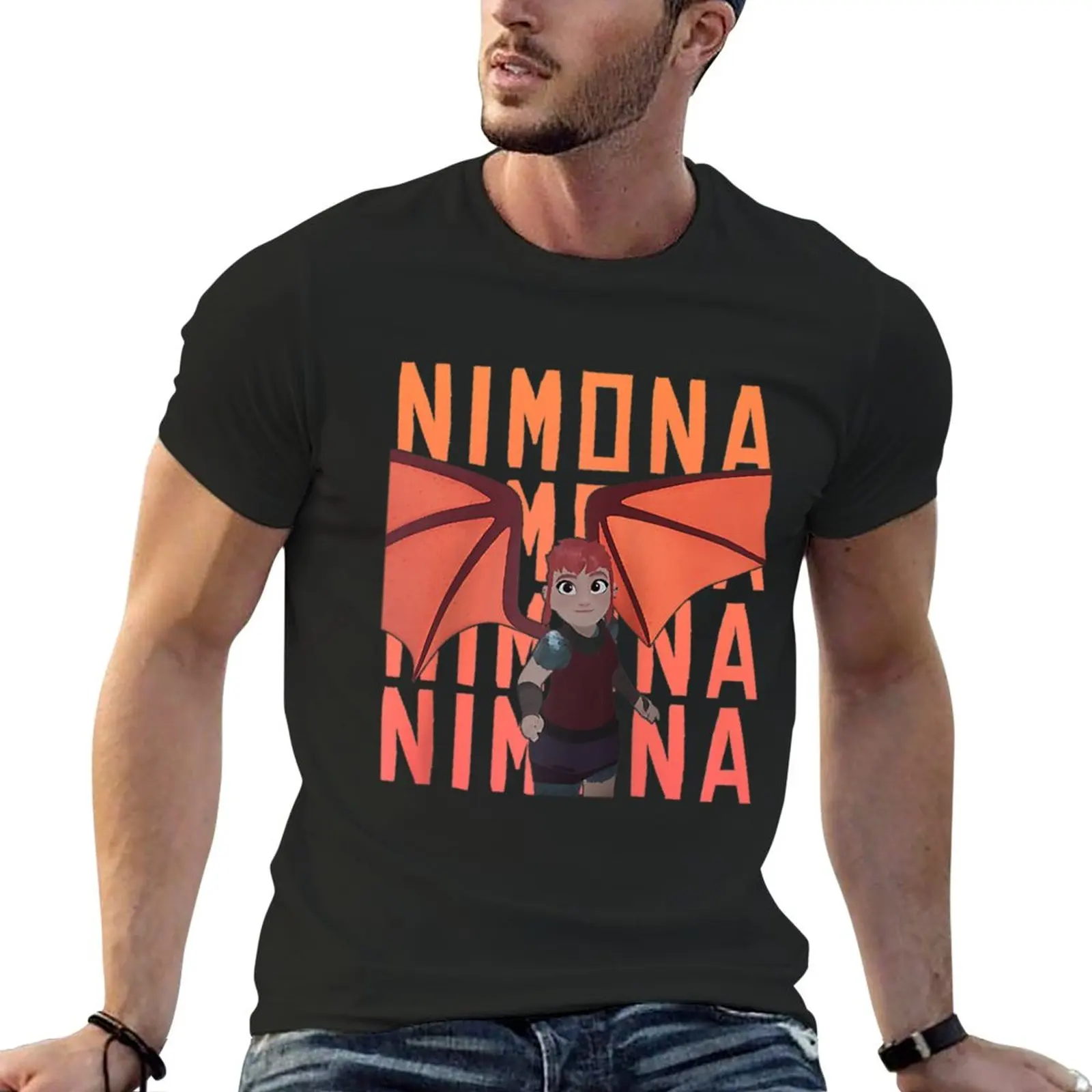 

New Nimona Shapeshifter Hero Name Stack Logo Raglan T-Shirt anime clothes funny t shirt graphic t shirts tshirts for men