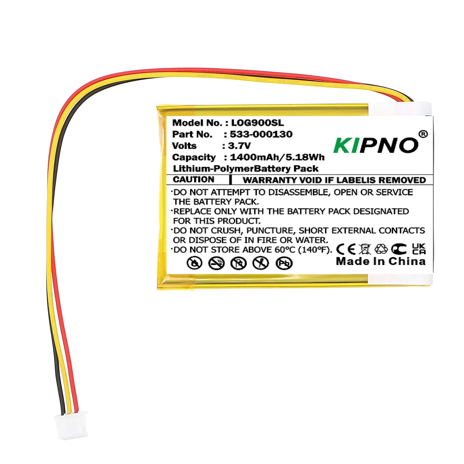 

KIPNO 1400mah Battery For Logitech G900 G703 G903 Chaos Spectrum and G403 Prodigy RGB Gaming Mouse 533-000130
