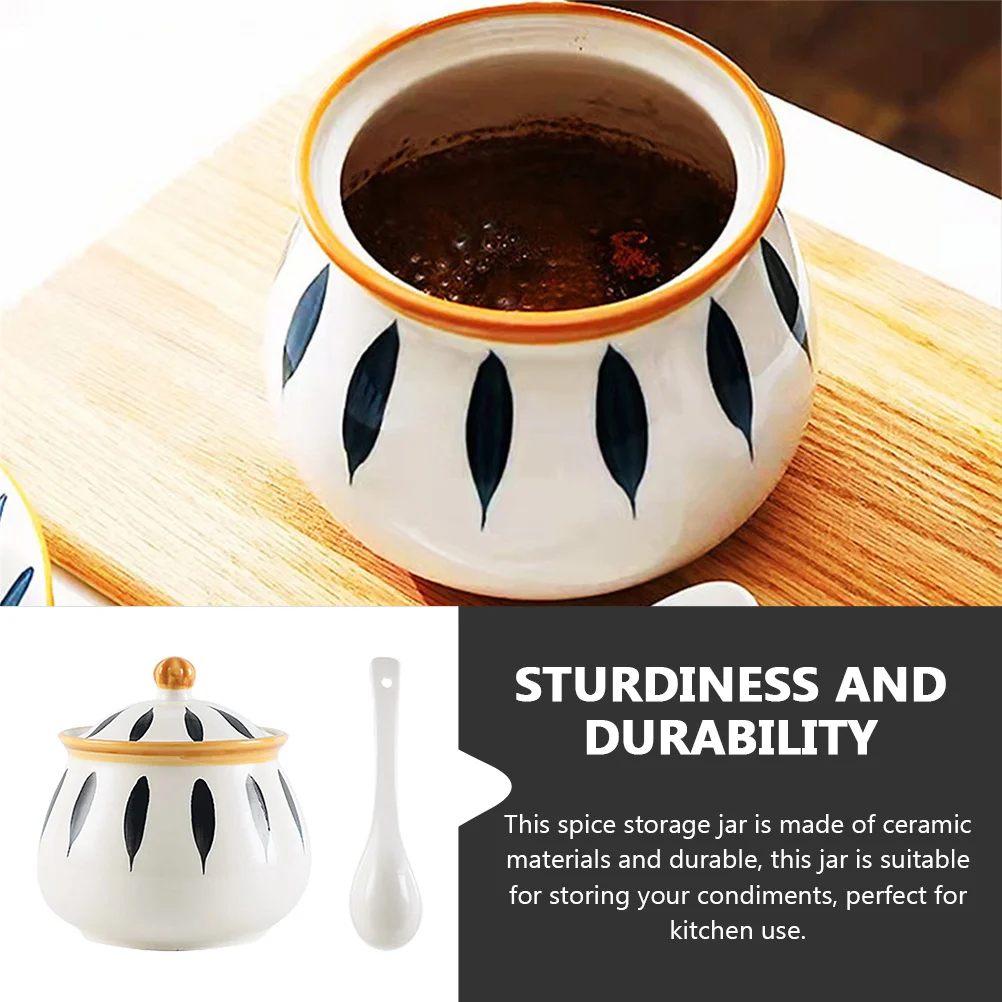 

1Set Ceramic Seasoning Jar Large Capacity Airtight Storage for Salt Pepper Sugar Kitchen Condiment Organizer Home Kitchenware