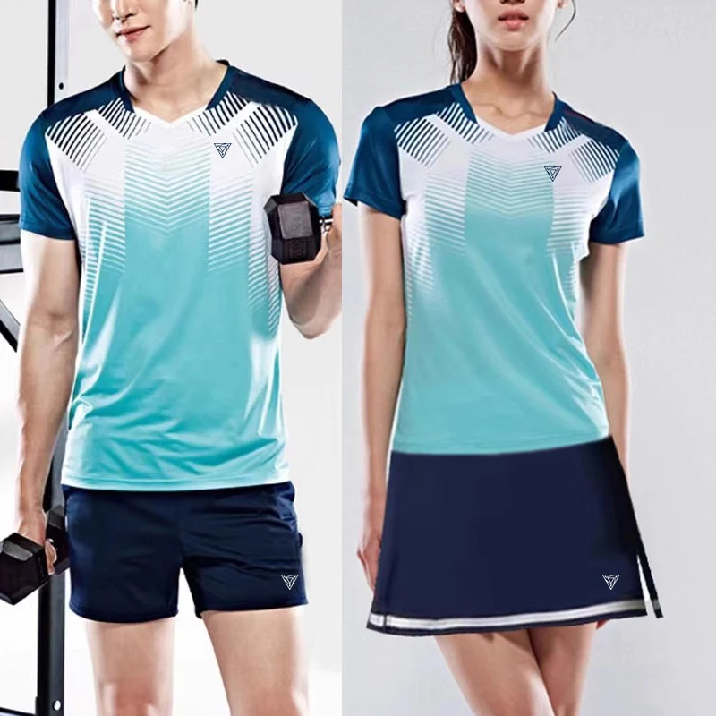 

2024 sweat tennis clothing women's suit quick-drying Slim short-sleeved table tennis sportswear men and women badminton clothing