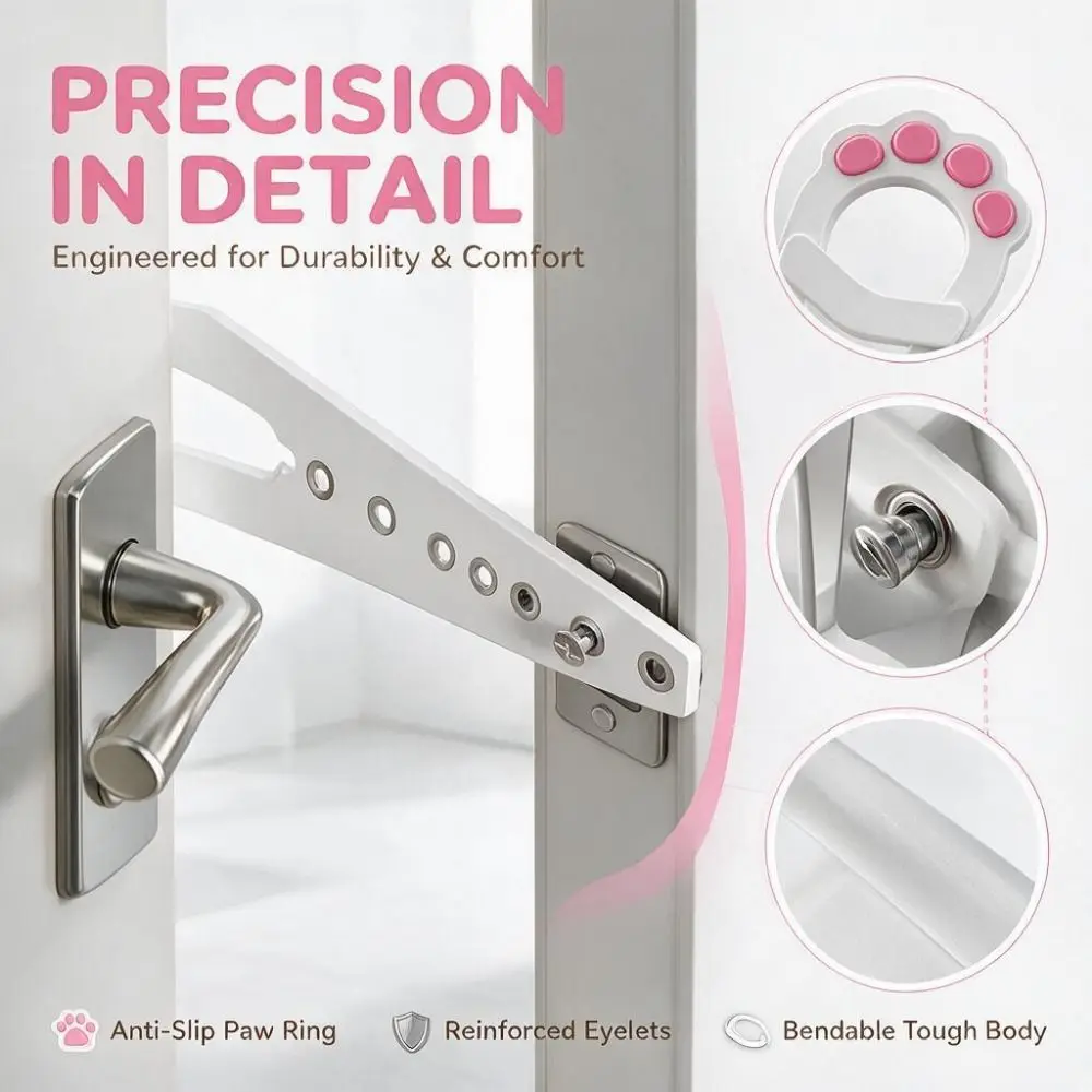 Adjustable Pet Door Holder Flexible No-Drill Pet Lock Retainer Plastic Easy Install Cat Flap Stopper Pet Supplies