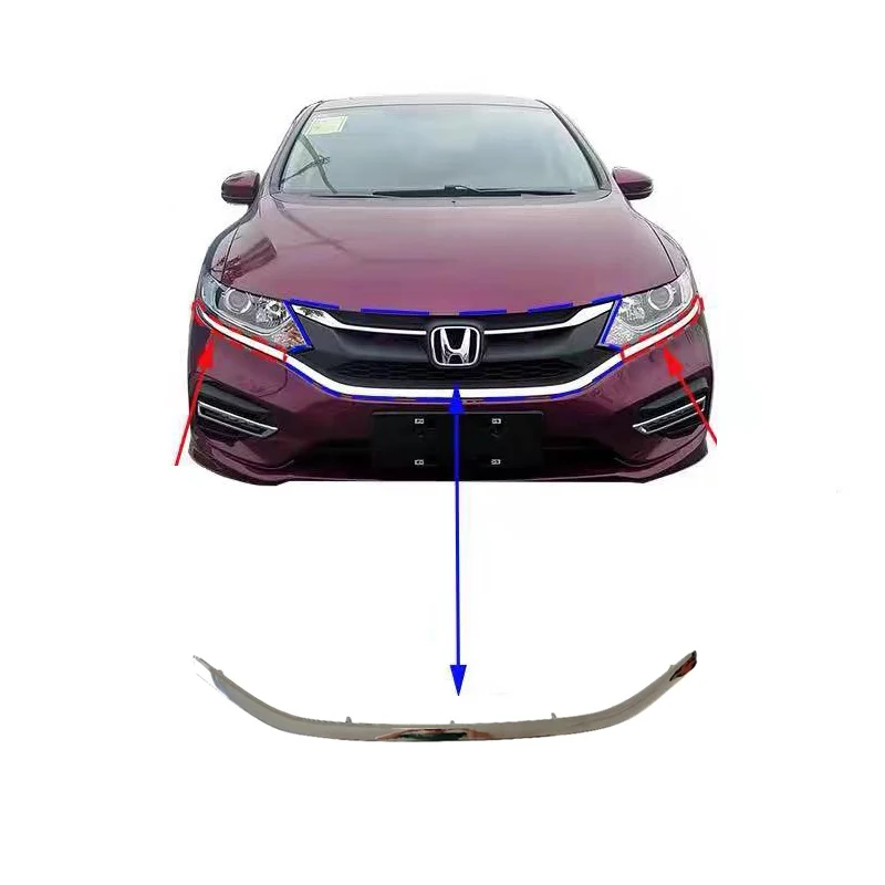 

For Honda Jade 2018–2021 Front Grille Trim Strips Upper Front Grille & Center Chrome Trim