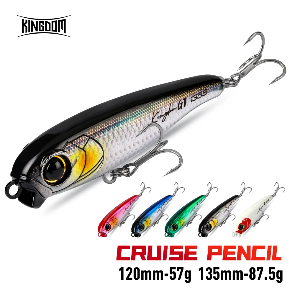 

Kingdom Sea Topwater Popper Lure 120mm/27g 140mm/43.5g 160mm/55g 180mm/78g Floating Wobbler Hard Bait for Sea Tuna GT Fishing