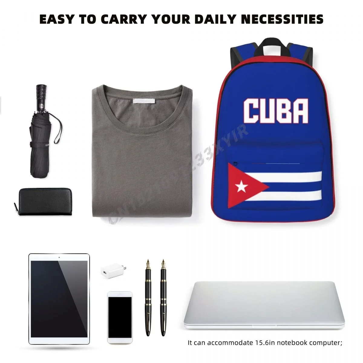 Custom Bag Unisex Backpack Cuba Flag Cuban Stitch Schoolbag Messenger Bag Case Laptop Travel Bag Mochila Gift