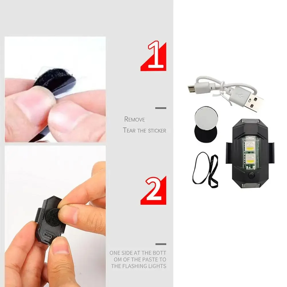 ضوء ستروب USB صغير عالمي 7 ألوان — جهاز تحذير بدون طيار والدراجة والطائرات مع مؤشر إشارة الانعطاف