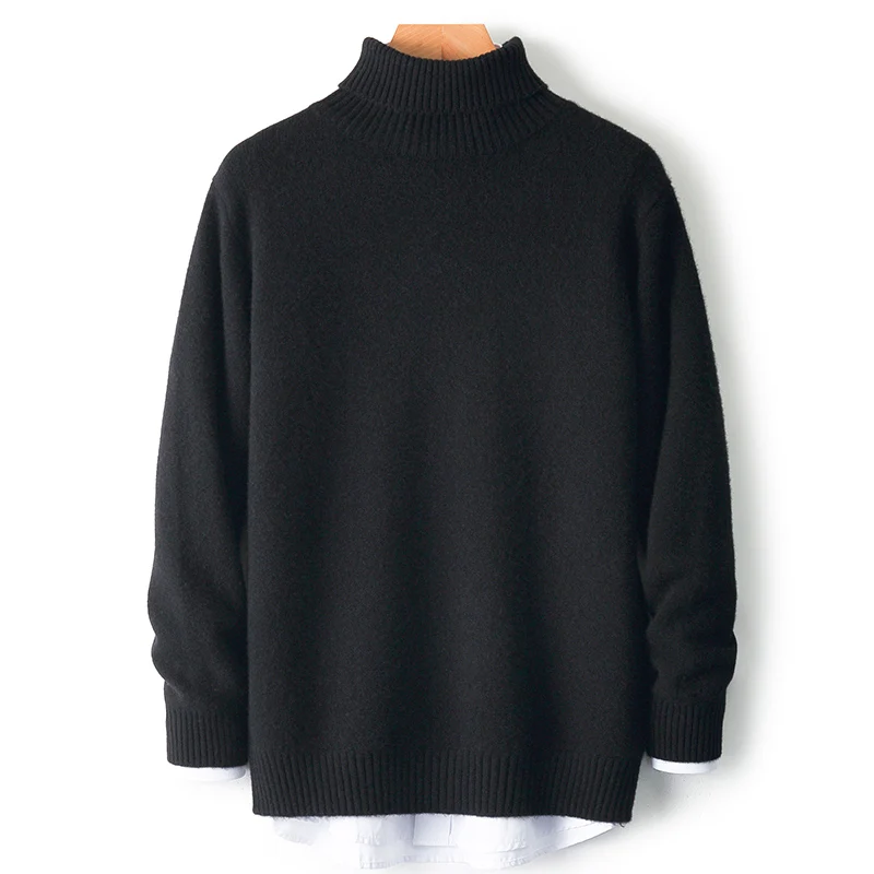 

Осенне-зимний шерстяной свитер, новый мужской свитер с высоким воротником, утолщенная внутренняя часть, вязаный мужской топ