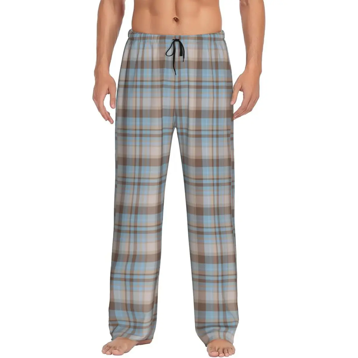 

Custom Printed Check Plaid Fabric Texture Pattern Pajama Pants Men's Sleep Sleepwear Bottoms with Pockets