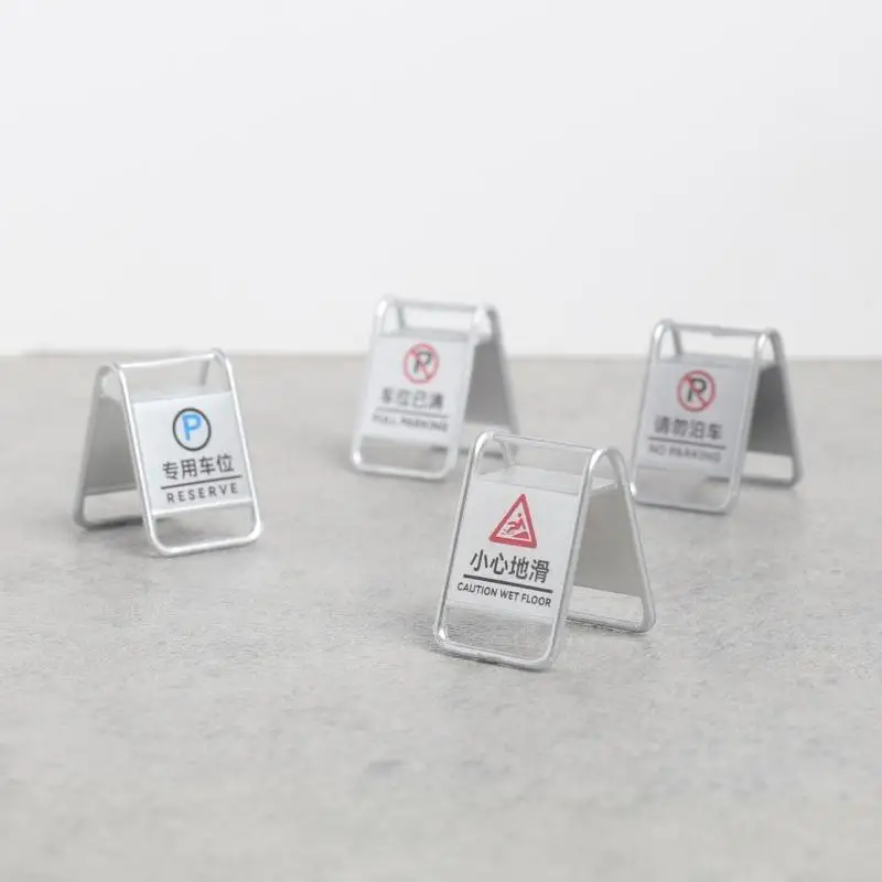 Miniature Simulated Traffic Sign Model Set Portable Dollhouse Parking Decor for DIY Micro Scene Kids Playtime Gift