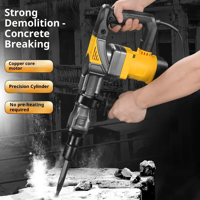 110v/220v Electric Hammer Electric Pick Heavy-Duty Wall Demolition Electric Hammer Crushes Industrial Grade Wall Slot Concrete