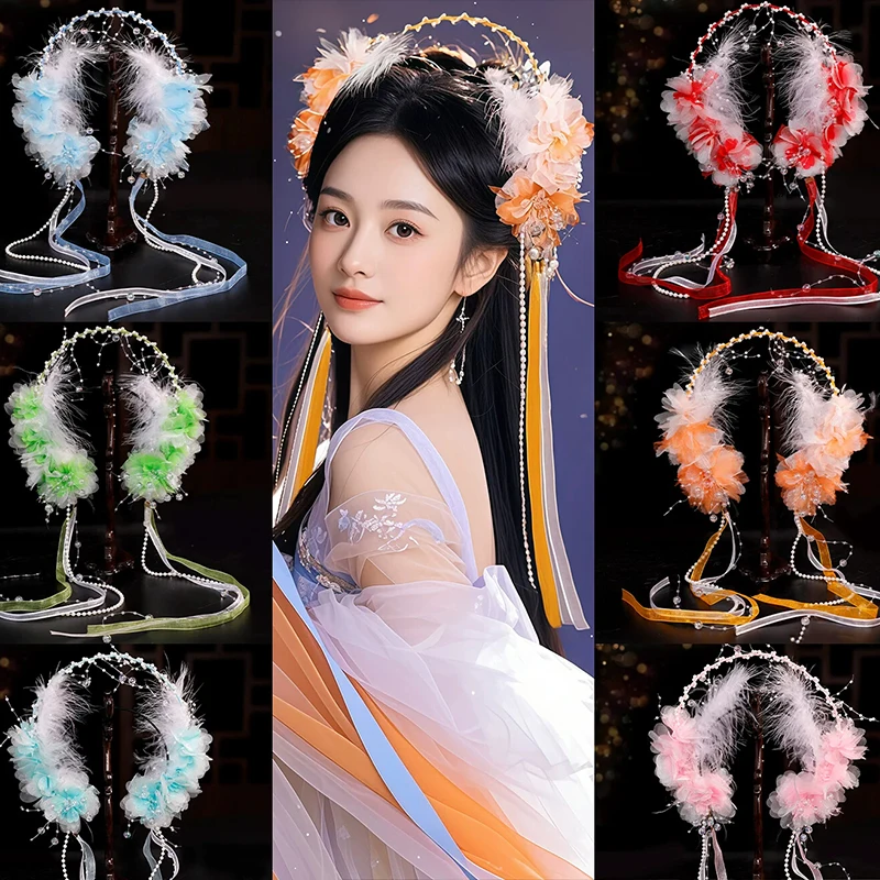 Chinese Ancient Style Tassel Hairband Ribbon Hanfu National Style Fairy Crown Travel Photography Cosplay Decor Hair Accessories