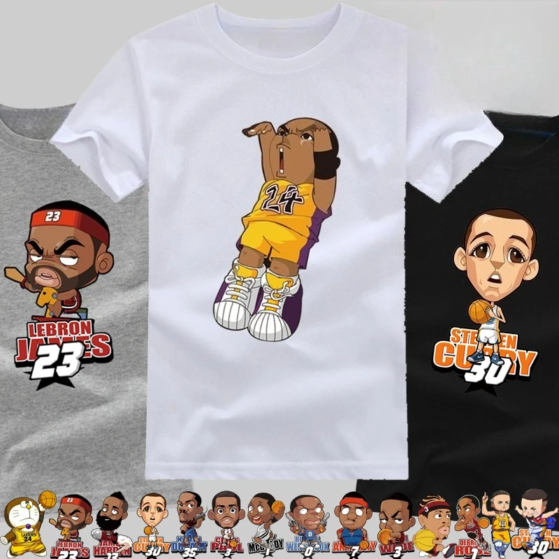 Verano baloncesto Irving verano Curry James algodón deportes suelta talla grande Kobe Camiseta de manga corta Unisex Top niños niñas