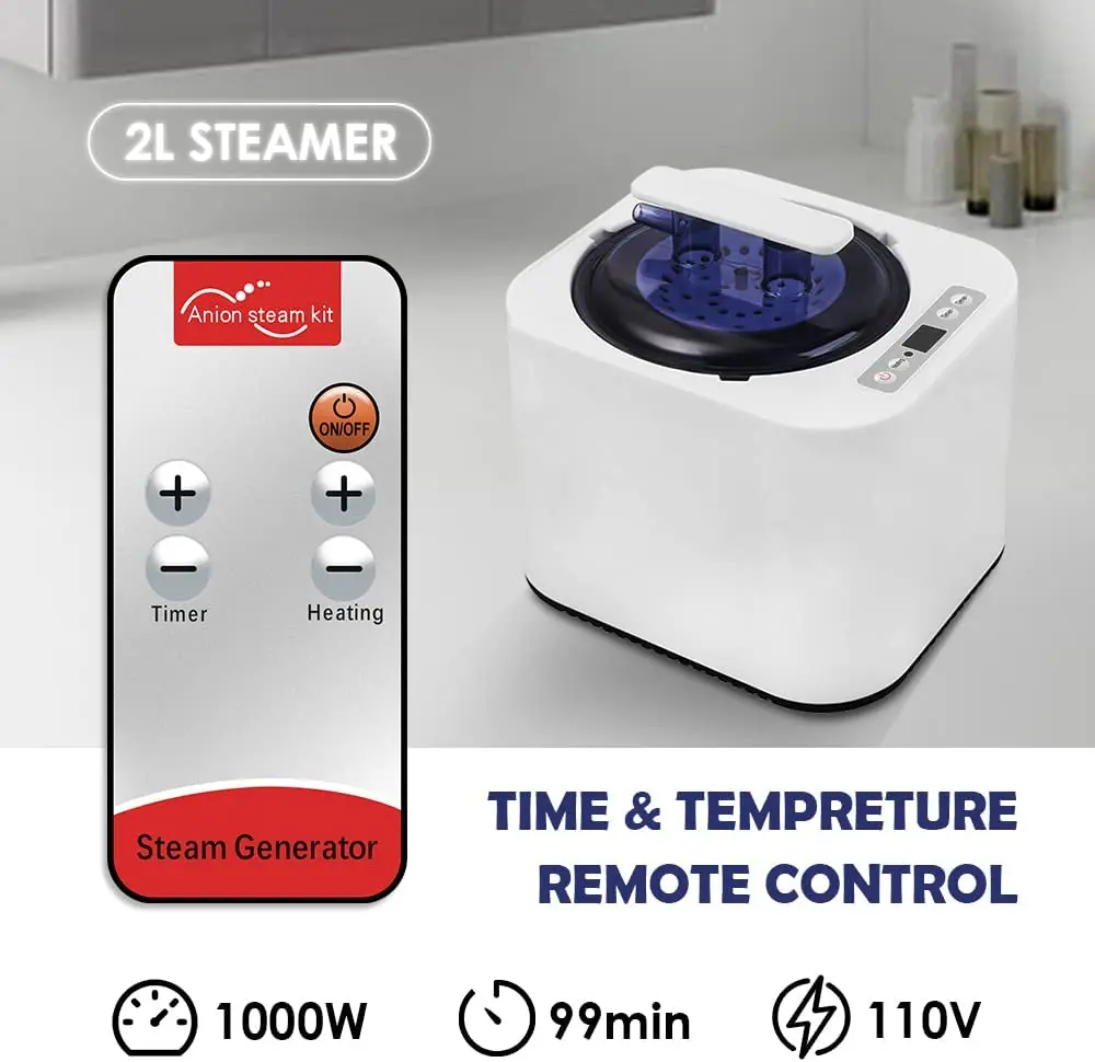 Foldable Lightweight Personal Portable Spa Saunas, 2L&1000W Steam Generator with Protection & Remote Control