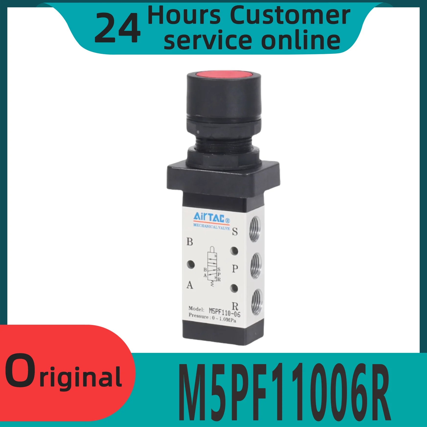 

Brand new original mechanical valve M5PF11006R M5PF11006B M5PF11006G flat head button type manual valve pneumatic valve