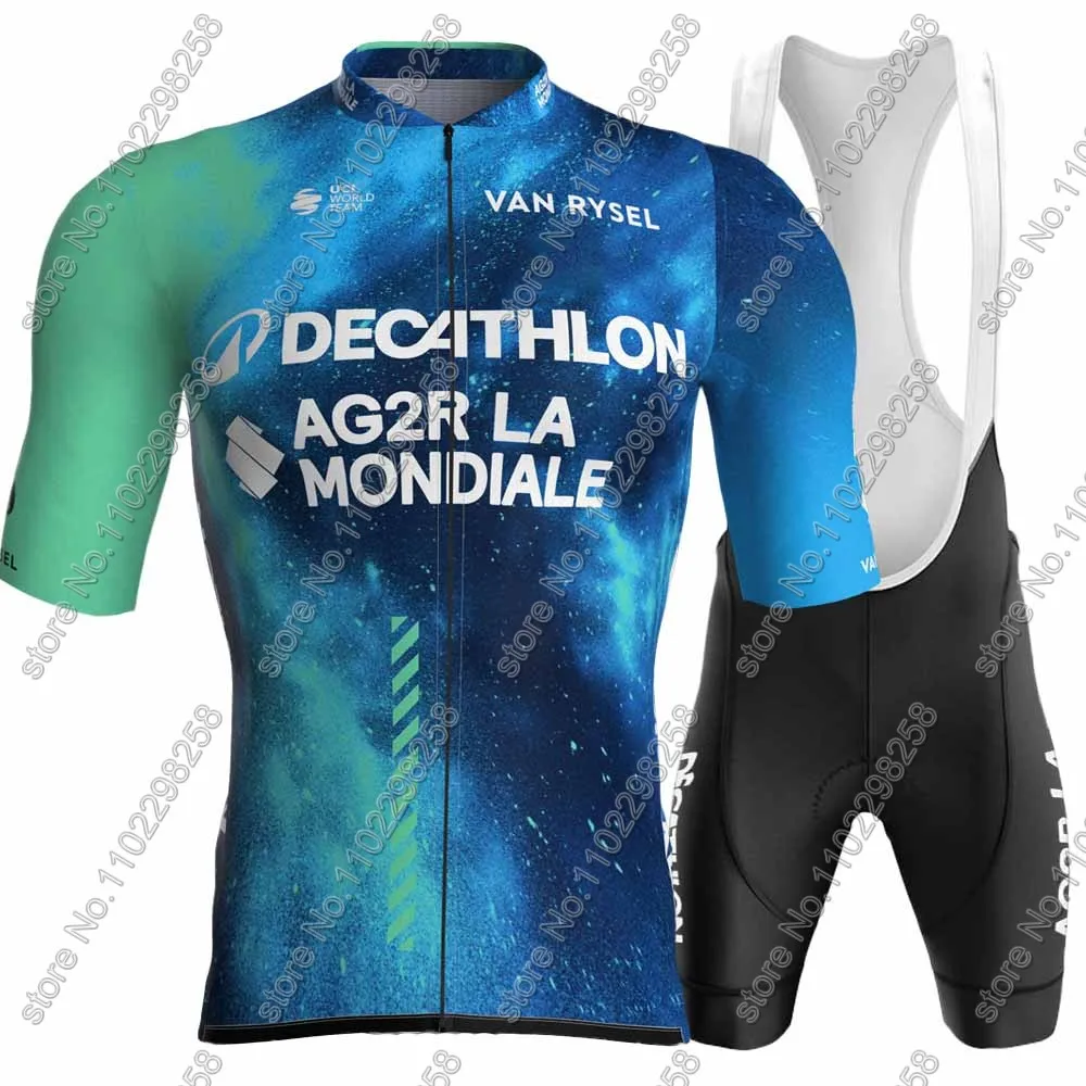 Ag2r Cycling 2024 Jersey Set Mens Blue France Tour Short Sleeve Belgium Clothing Road Bike Shirt Suit Bicycle Bib Shorts Maillot