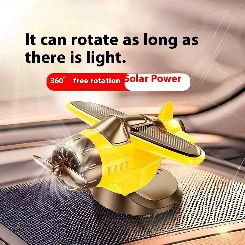 

1Pcs Car Center Console Powered Aircraft Ornaments For Interior Decor Accessories 360 Rotary Car Solar Airplane Ornament