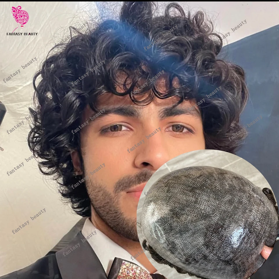 

Мужской парик-накладка 26 мм, кудрявый, с естественной линией роста волос, серый 1b40 1b80, из европейских натуральных волос, черный, коричневый # 3 прочных тонких протеза из гофрированной пленки толщиной 20 мм