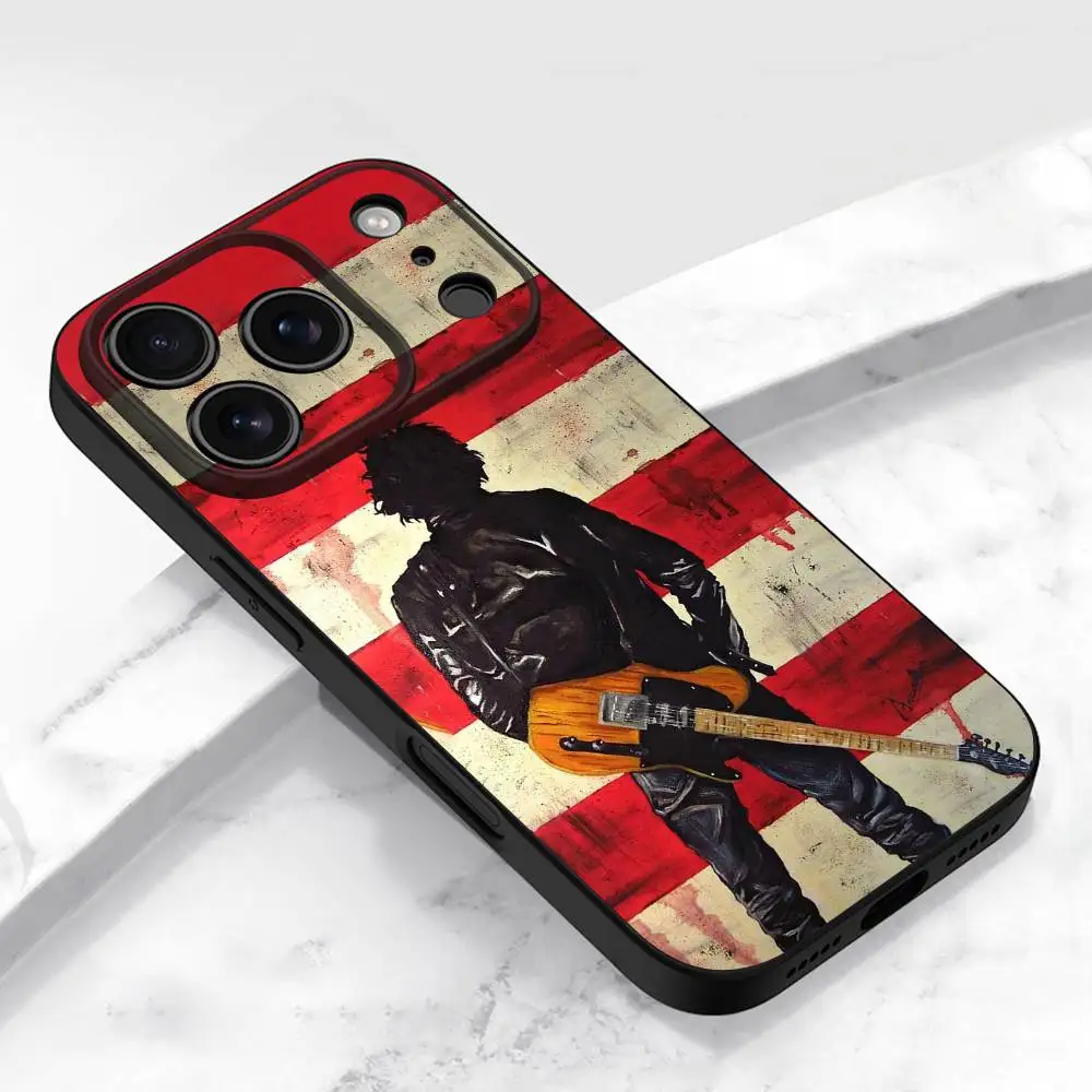 B-Bruce Springsteen Born in the USA Handyhülle für iPhone 17,16,15,14,13,12,11,Pro,Max,Plus,E,Air,Mini Schutzhülle in Schwarz