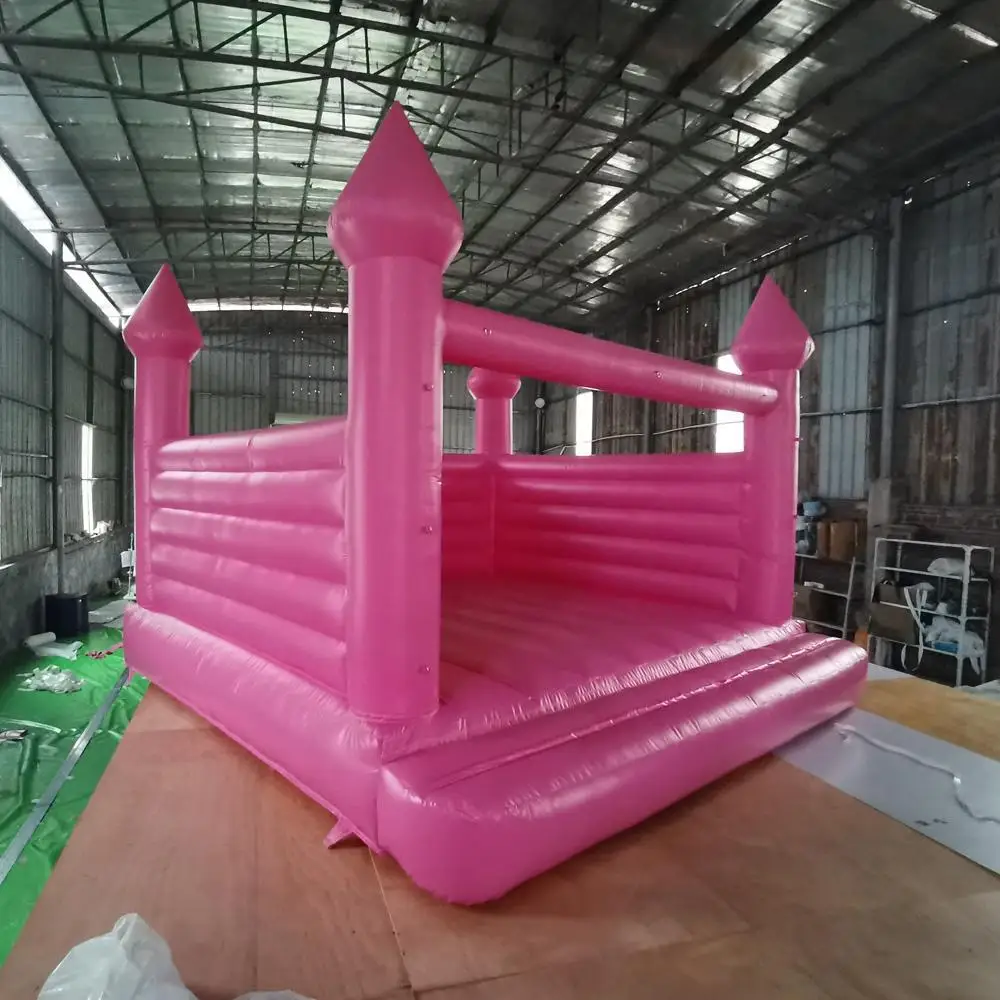 สีชมพูร้อนพองปราสาท Bouncy Circus ธีมสีขาวกระโดด Bounce House Bouncer เด็ก Disco Club สําหรับงานแต่งงานวันเกิด Party