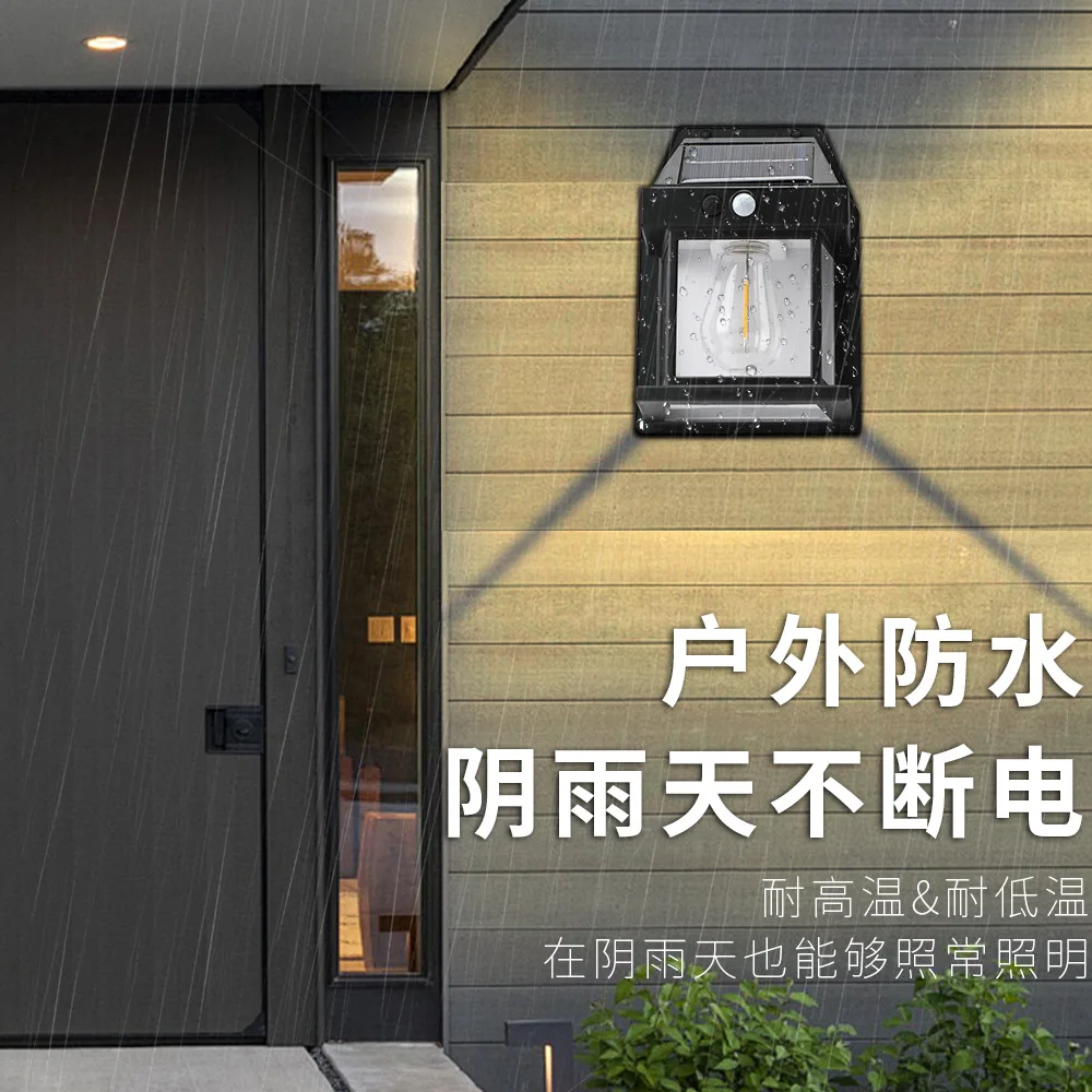 

Nice 2025 New White Tungsten Wire Solar Lamps Outdoor Courtyard Wall Light Human Body Sensing Outdoor Street Light Home Solar Li